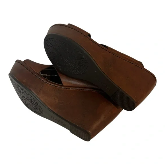 Born handcrafted footwear brown leather platform Wedge Slingback women’s size 8 - Picture 5 of 6